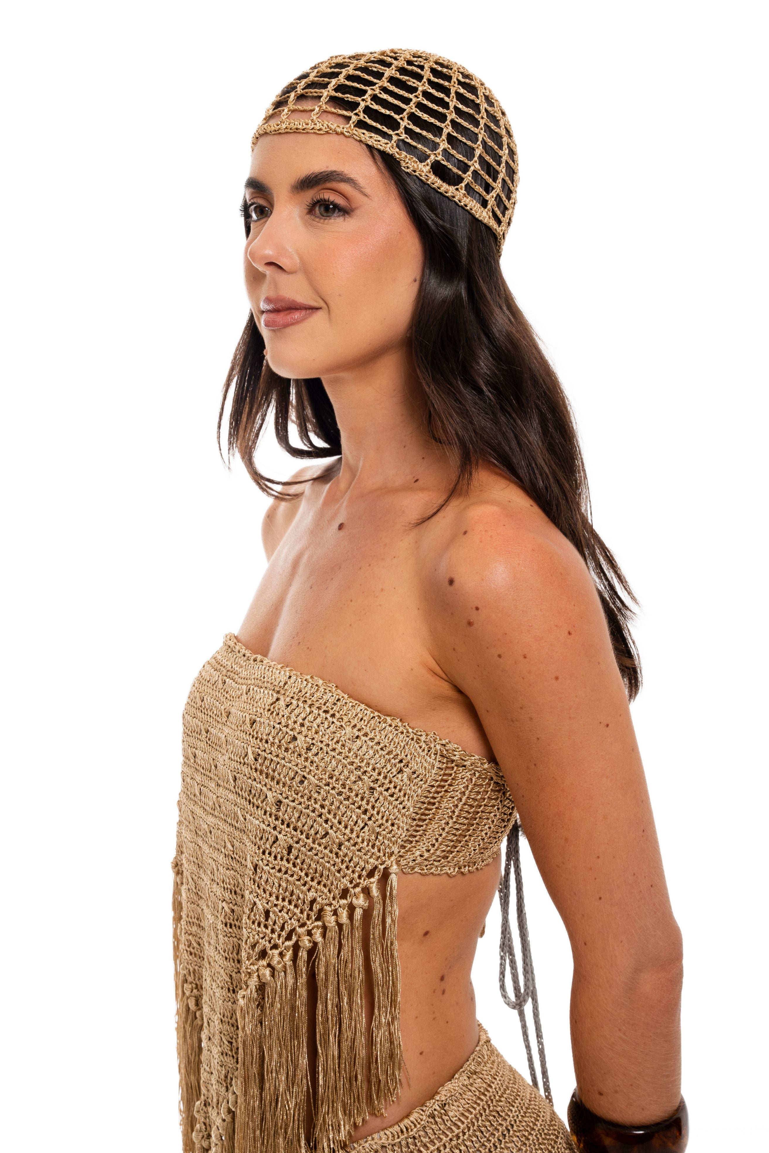 Crochet - Headpiece - Silk Thread - Gold