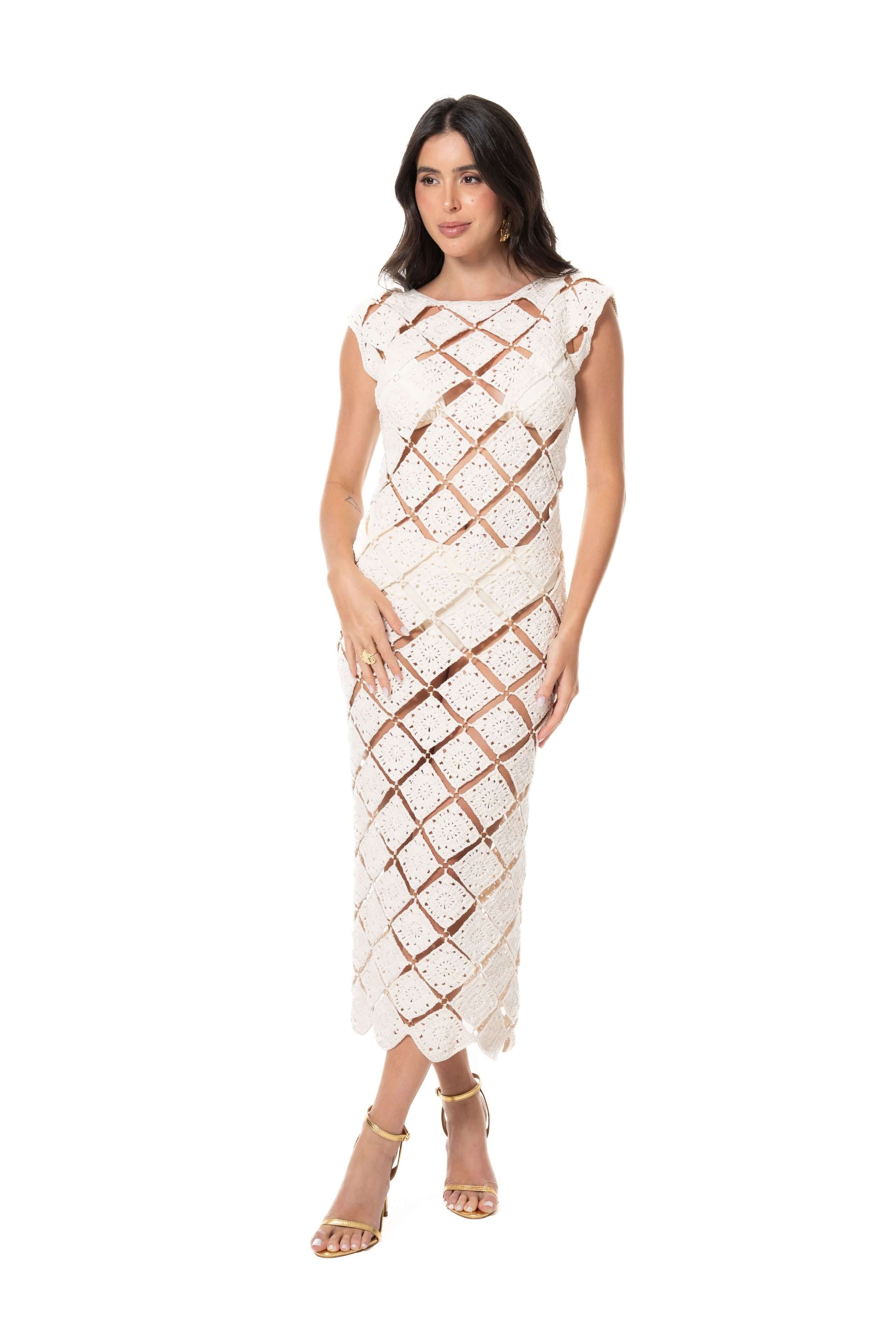Crochet - Positano Off-White Dress