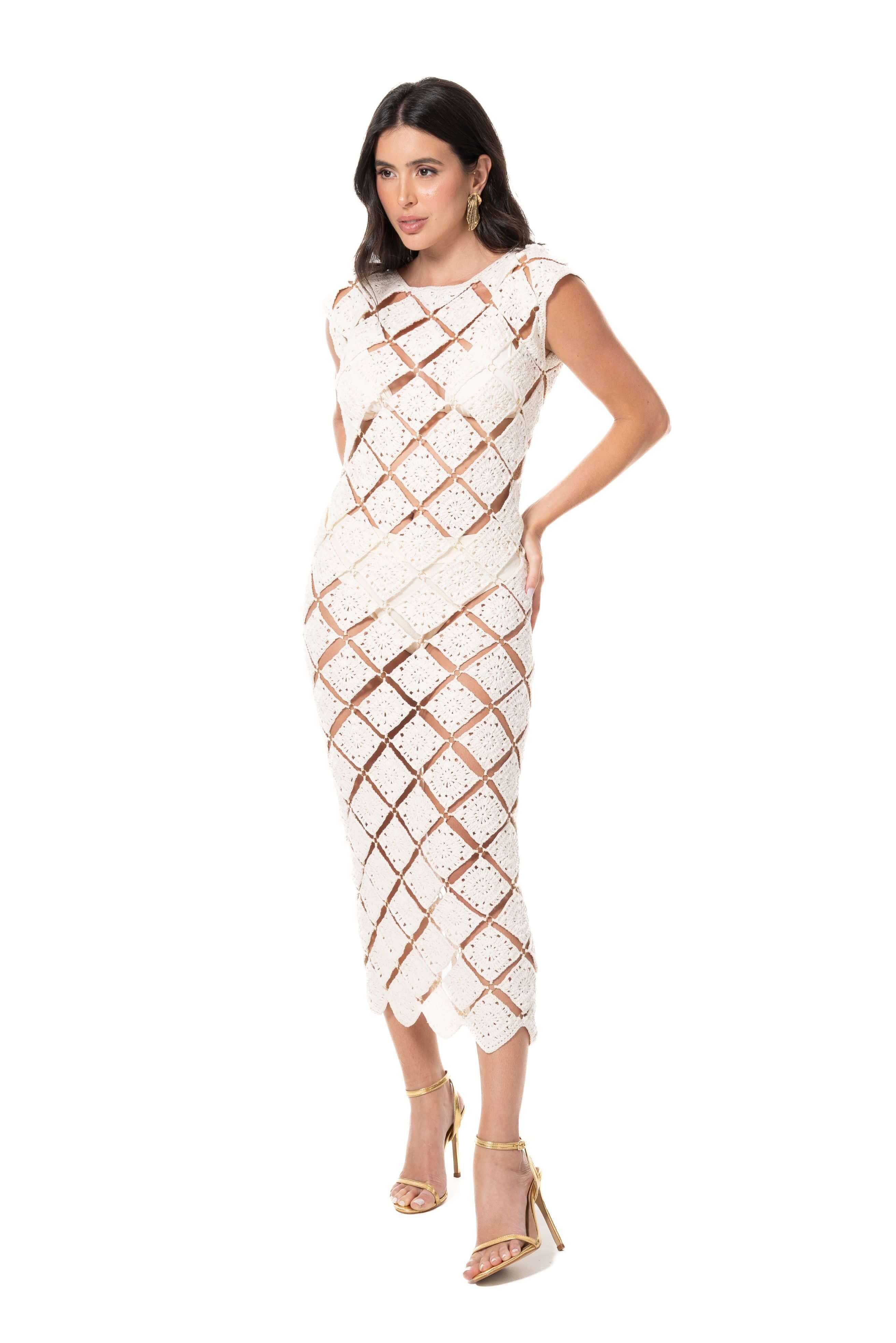 Crochet - Positano Off-White Dress