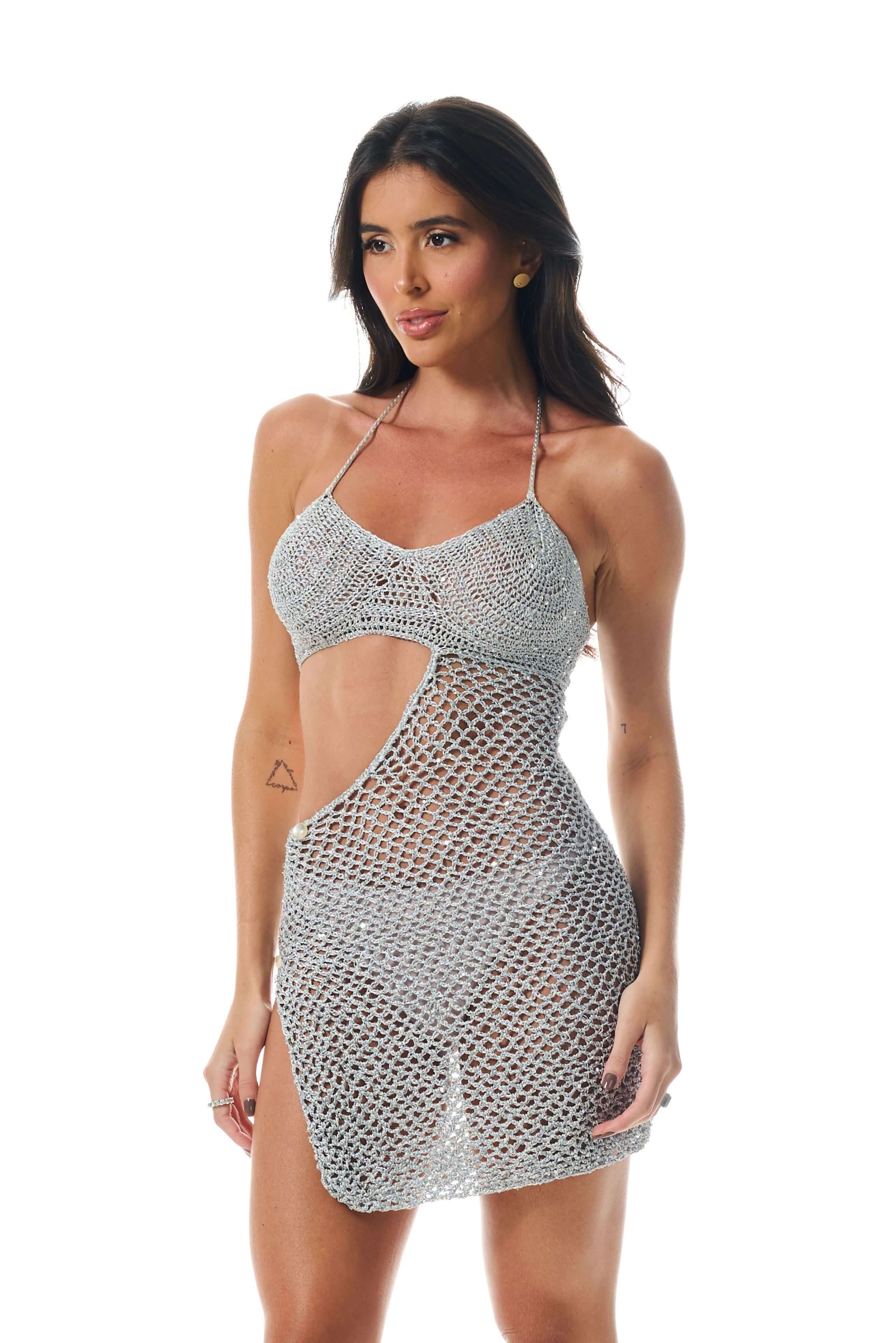 Crochet - Silver Party Dress - Silk Yarn