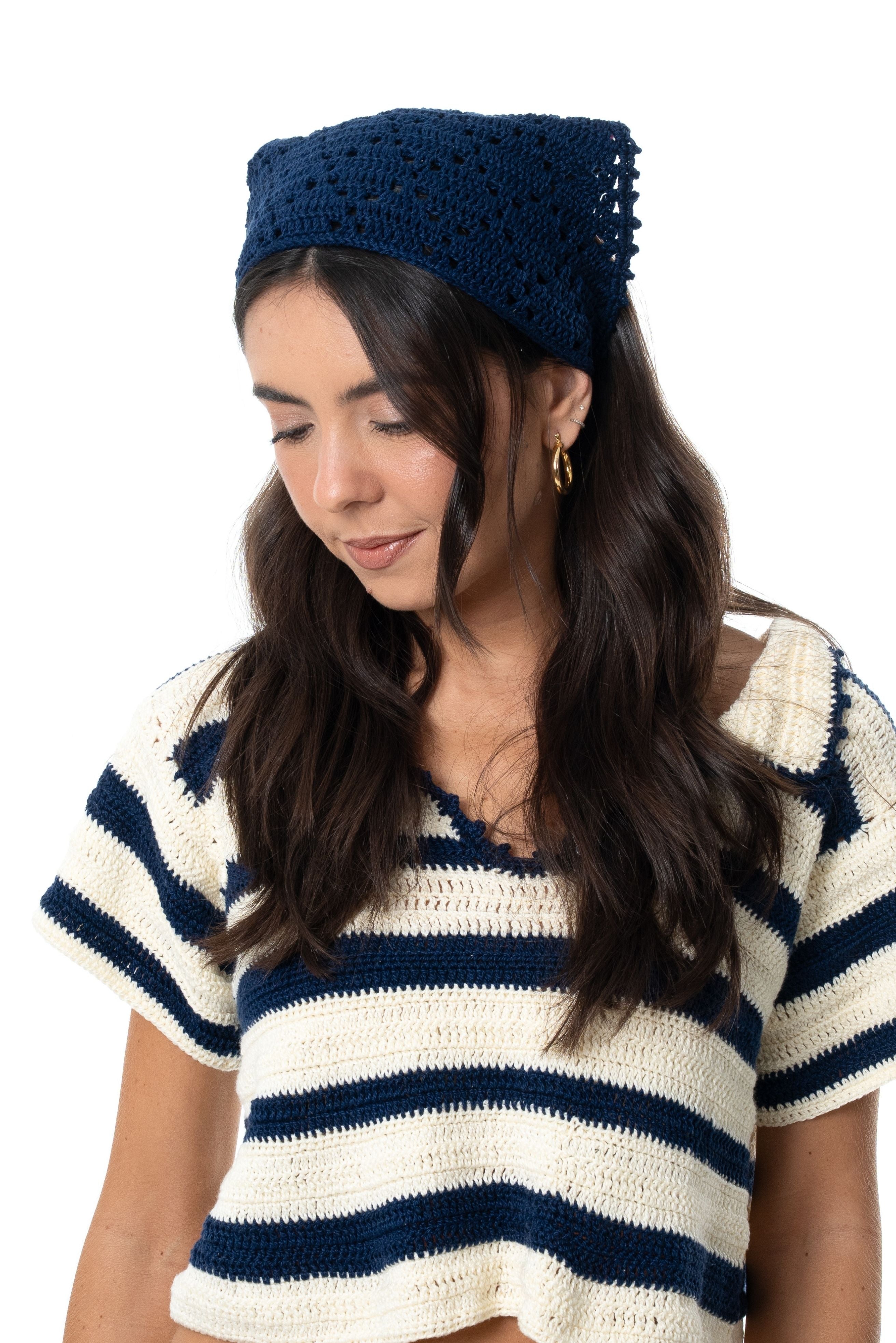 Crochê - Bandana - Azul Marinho