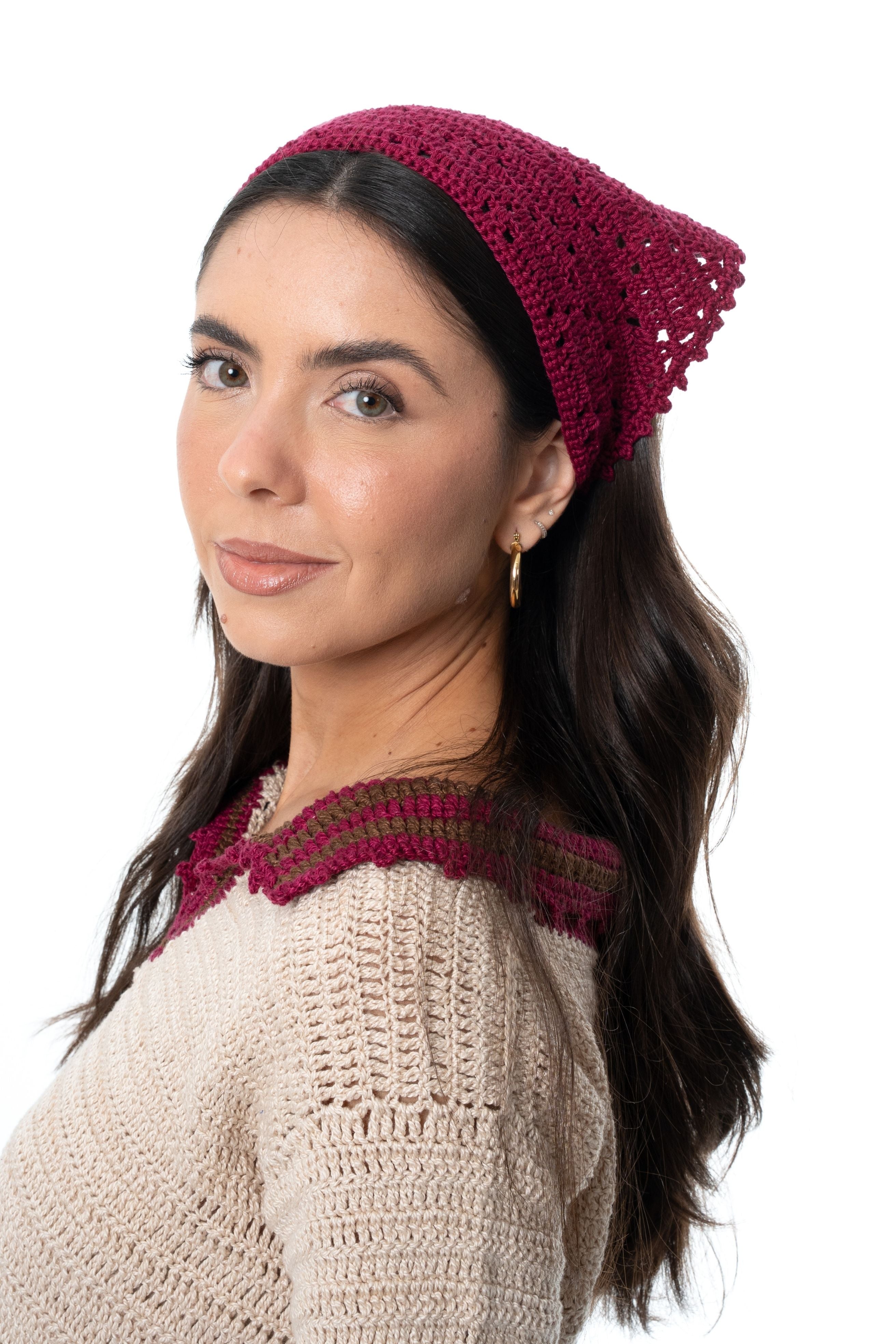 Crochê - Bandana - Marsala