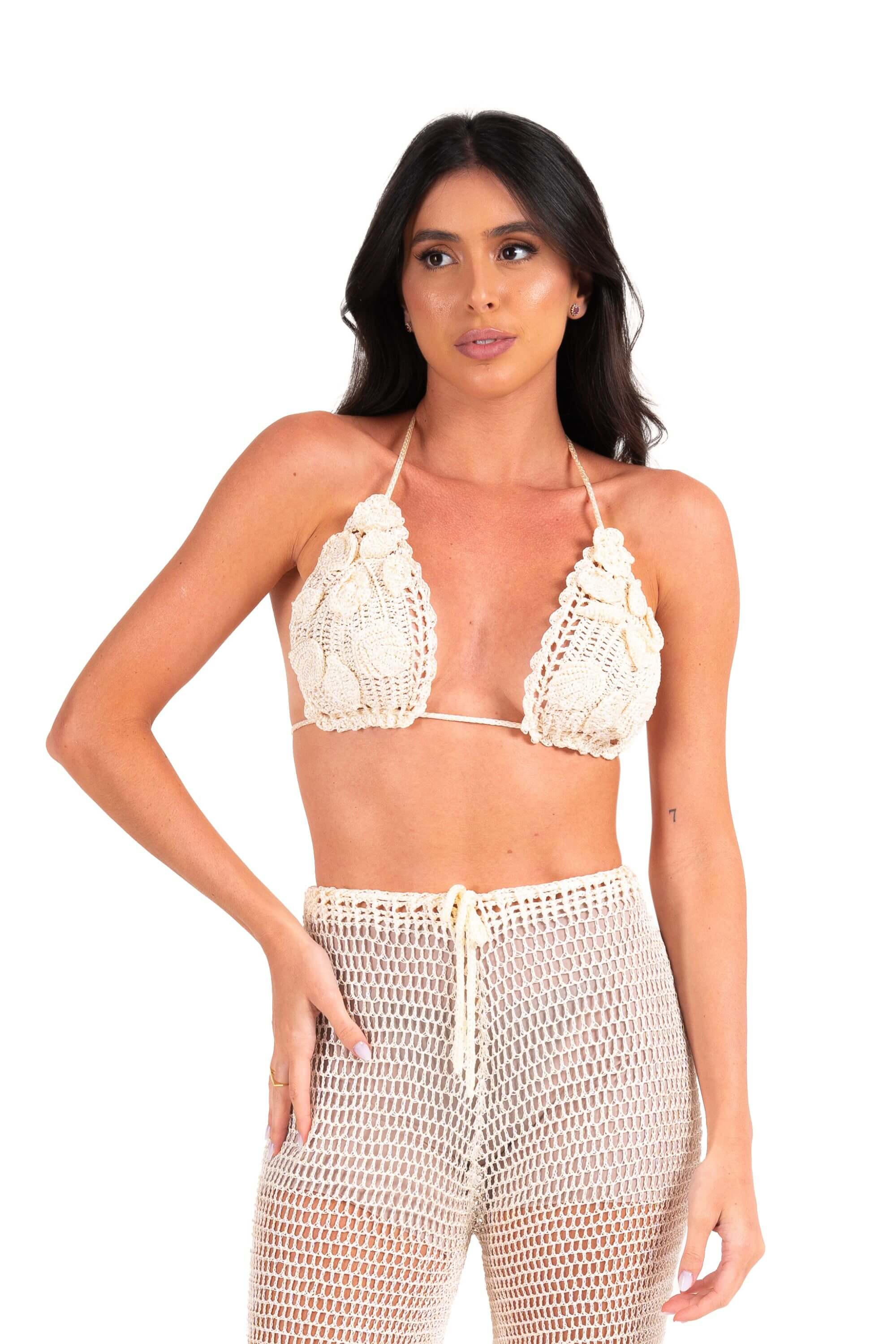 Crochet - Alika Off-White Top – Silk Yarn