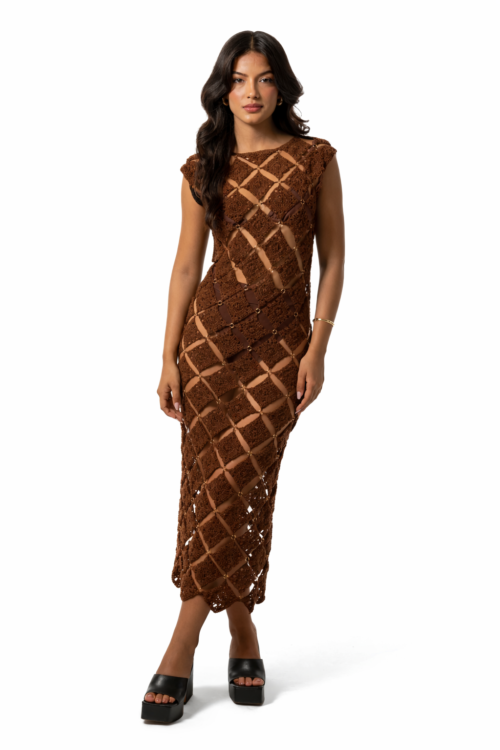 Crochê – Vestido Positano Marrom